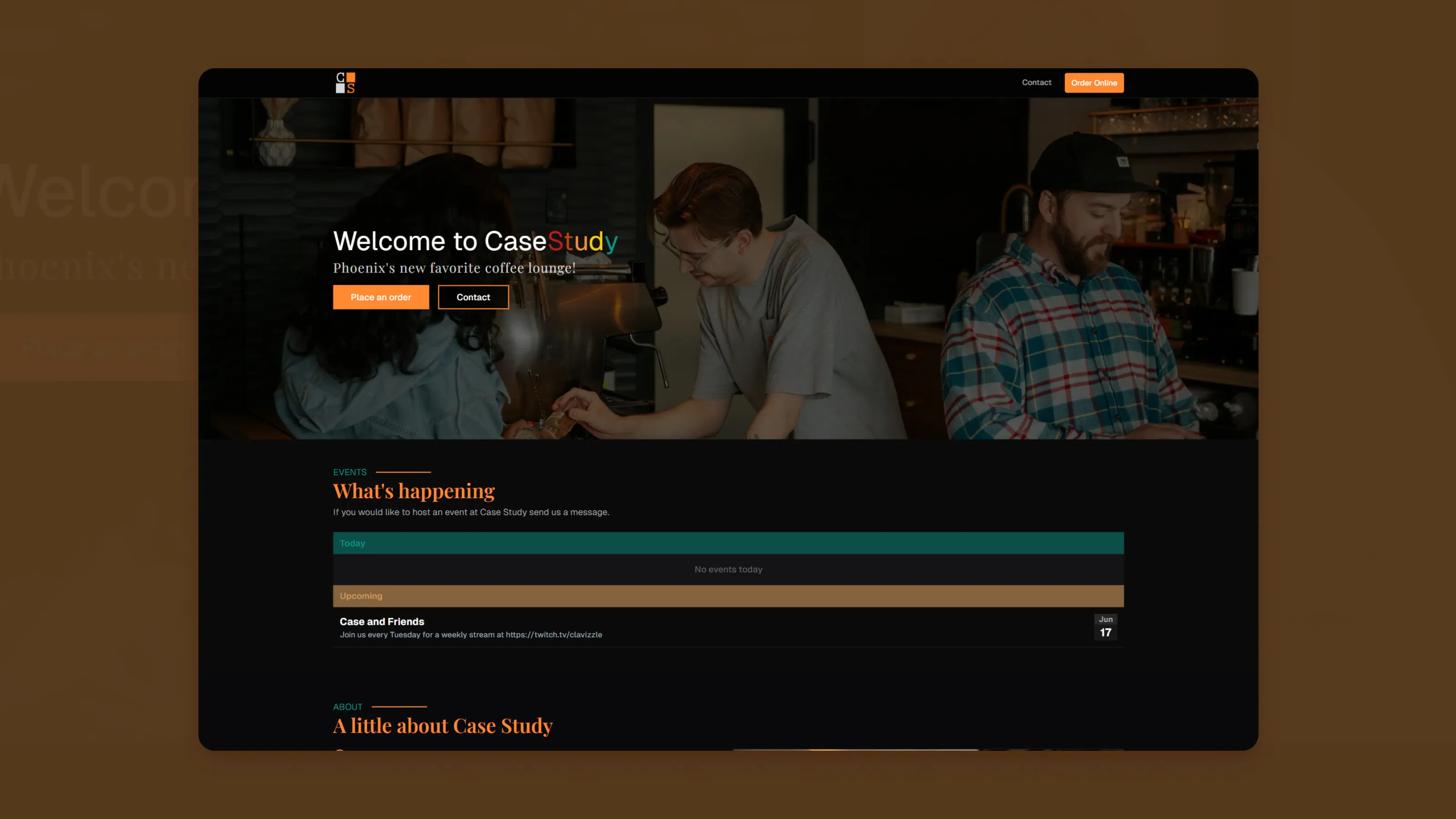 Case Study Coffee Lounge homepage design