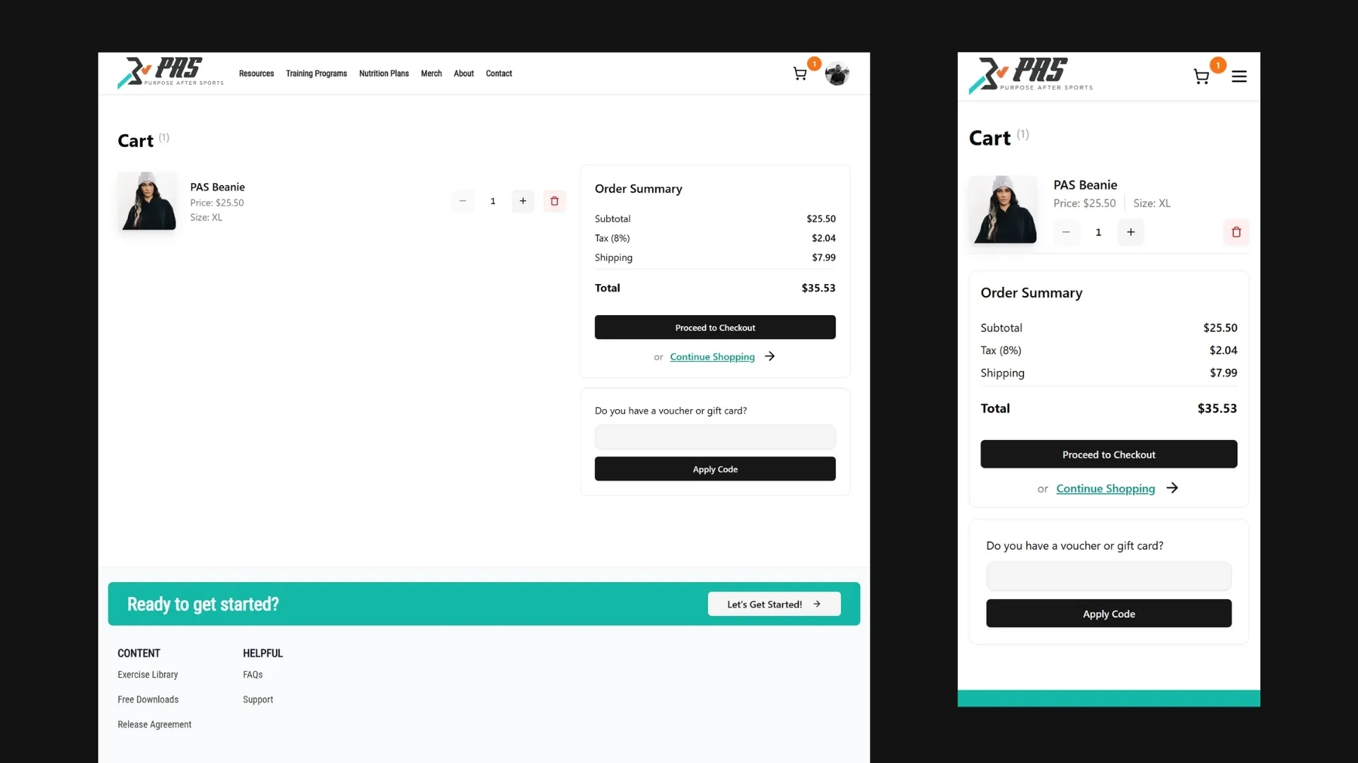 Purpose After Sports website screenshot